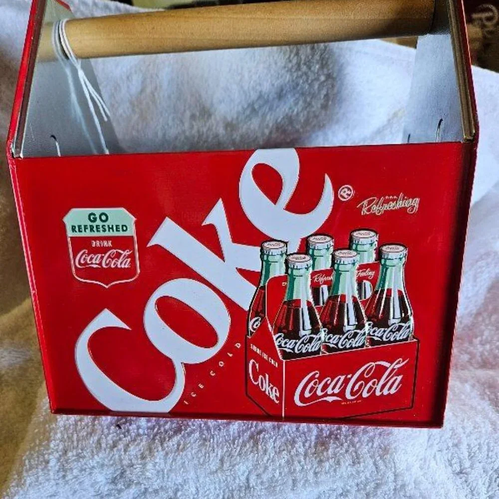 Coca Cola Utensil Holder with Wooden Handle